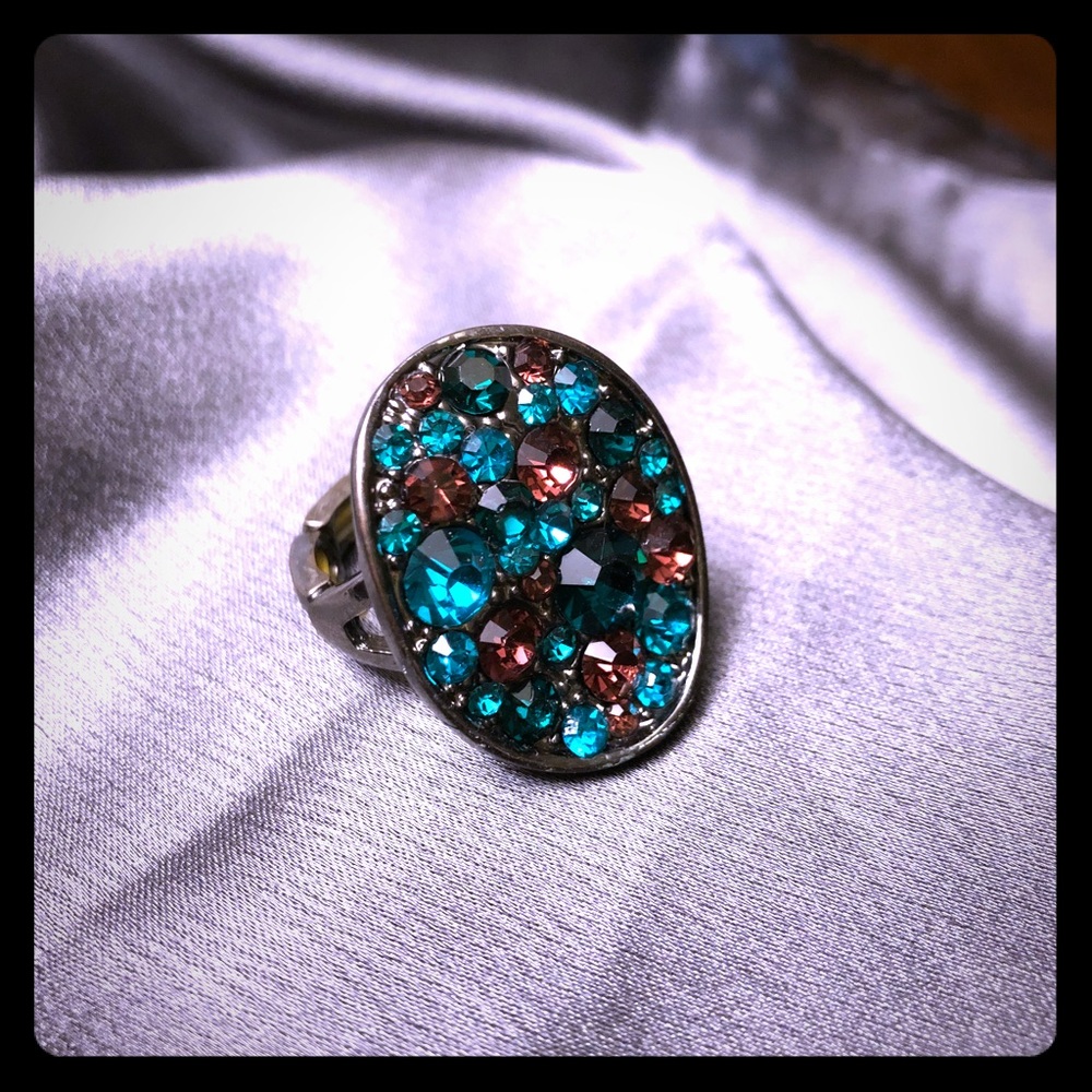 Teal & Purple Jewel Elastic Ring